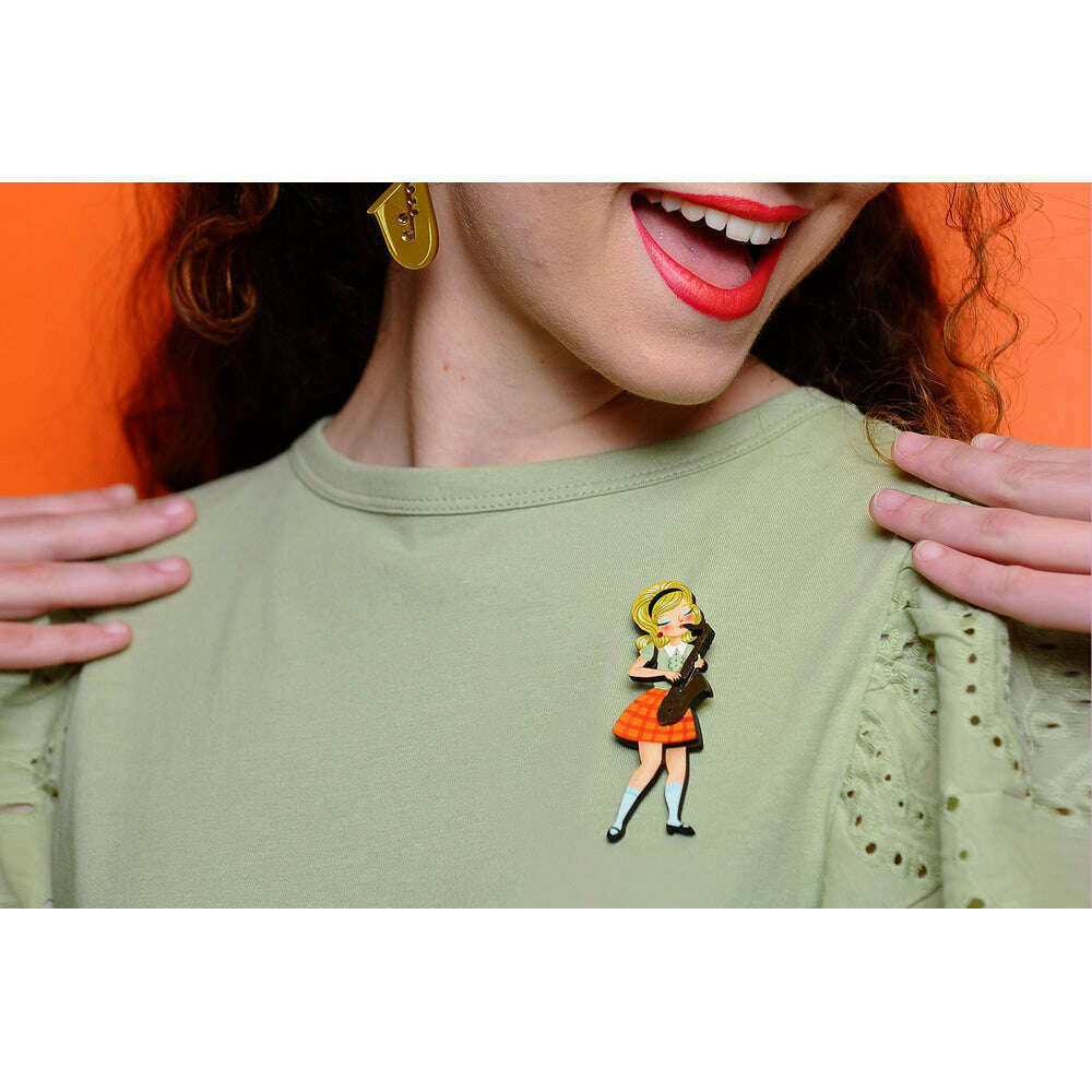 Girl playing the Saxophone Brooch by Laliblue