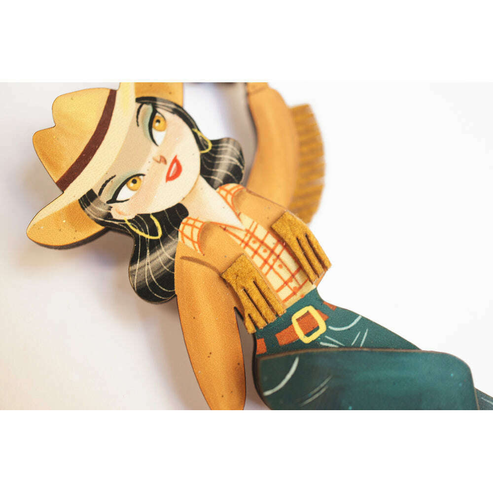 Girl playing the tambourine Brooch by Laliblue