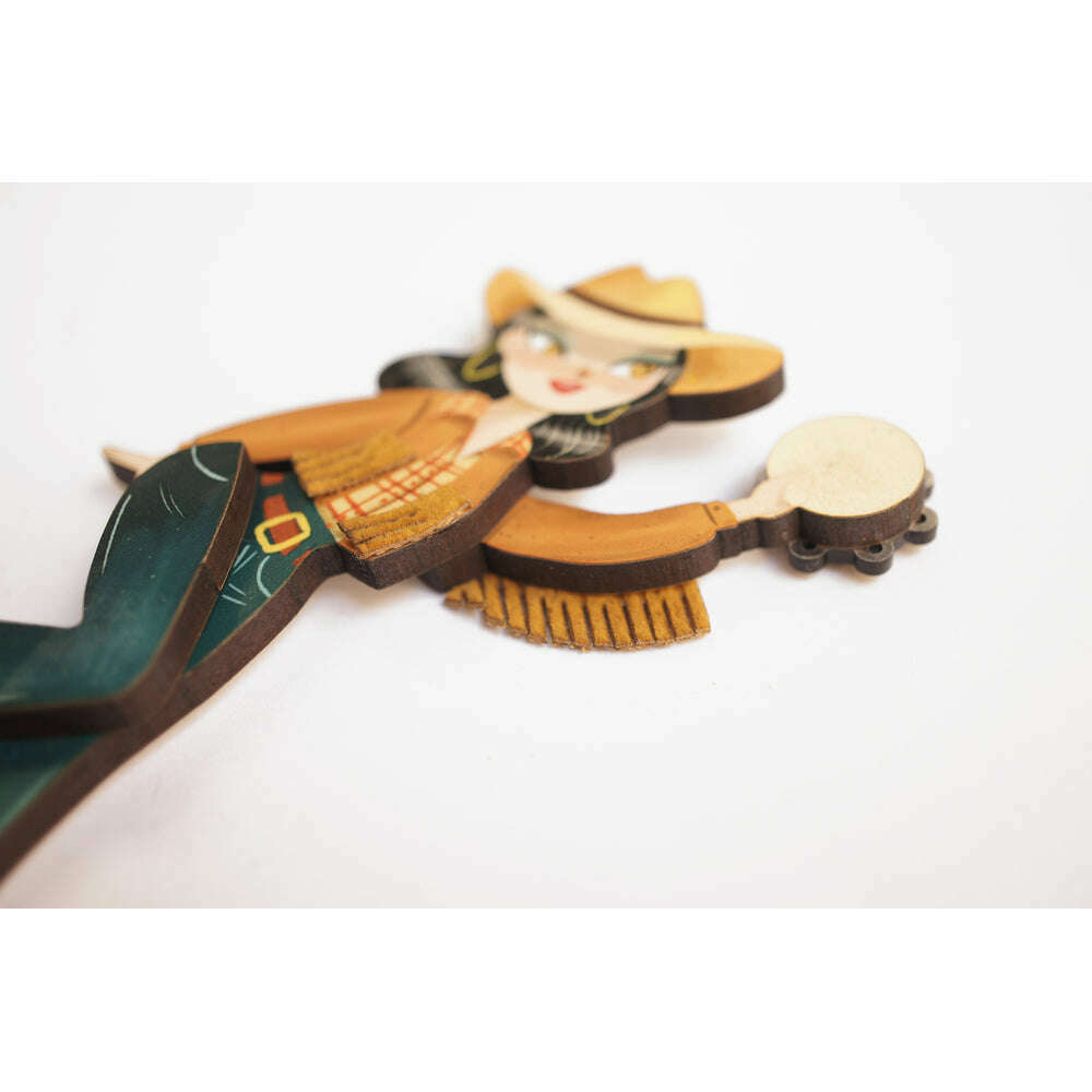 Girl playing the tambourine Brooch by Laliblue