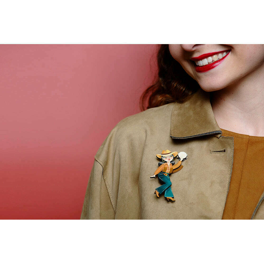 Girl playing the tambourine Brooch by Laliblue
