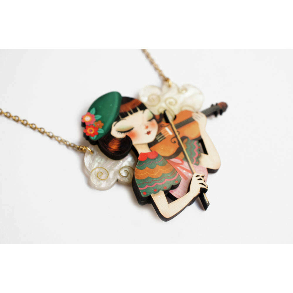 Girl playing the violin Necklace by Laliblue