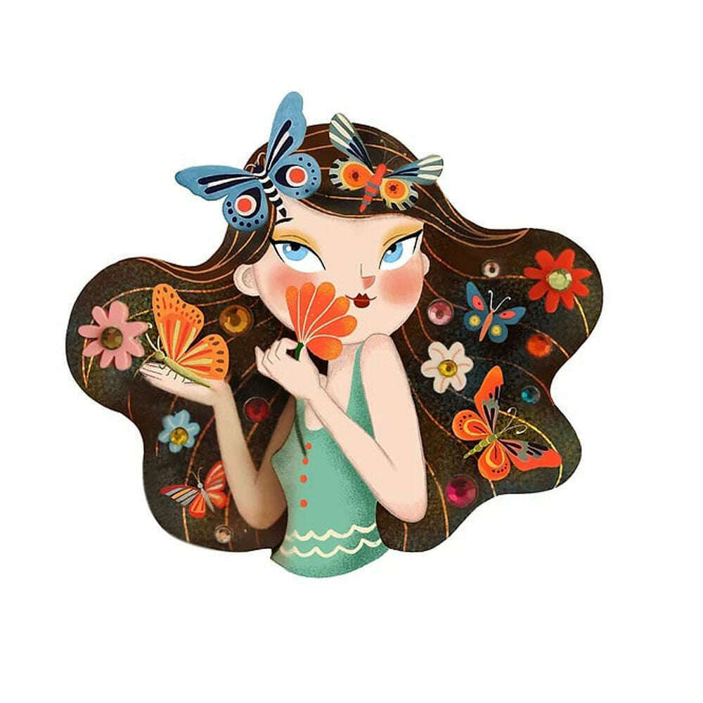 Girl with Butterflies Brooch by Laliblue