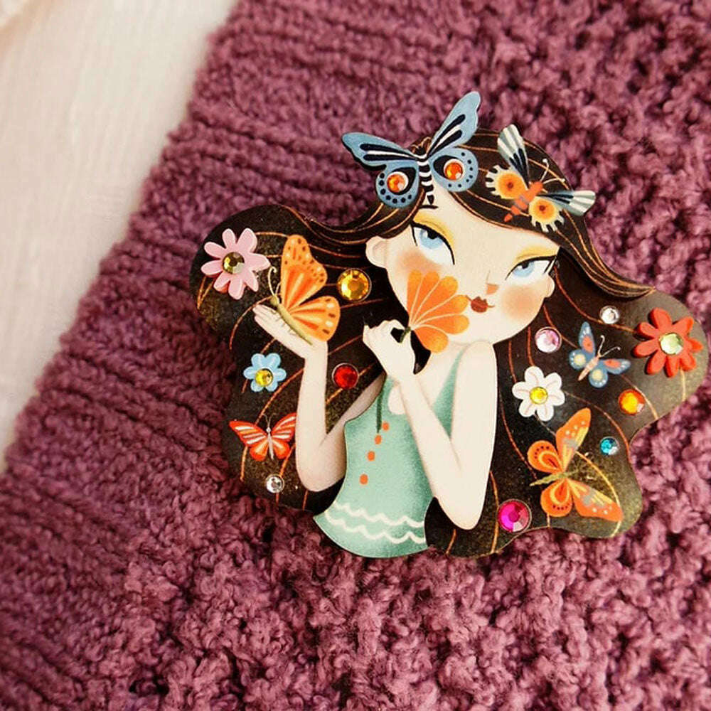 Girl with Butterflies Brooch by Laliblue