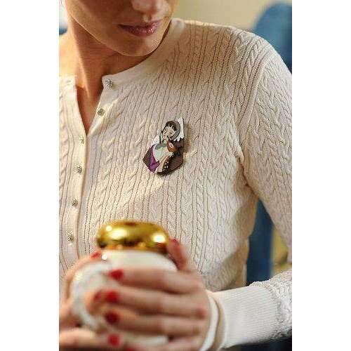 Girl with Deer and Mountains Brooch by Laliblue