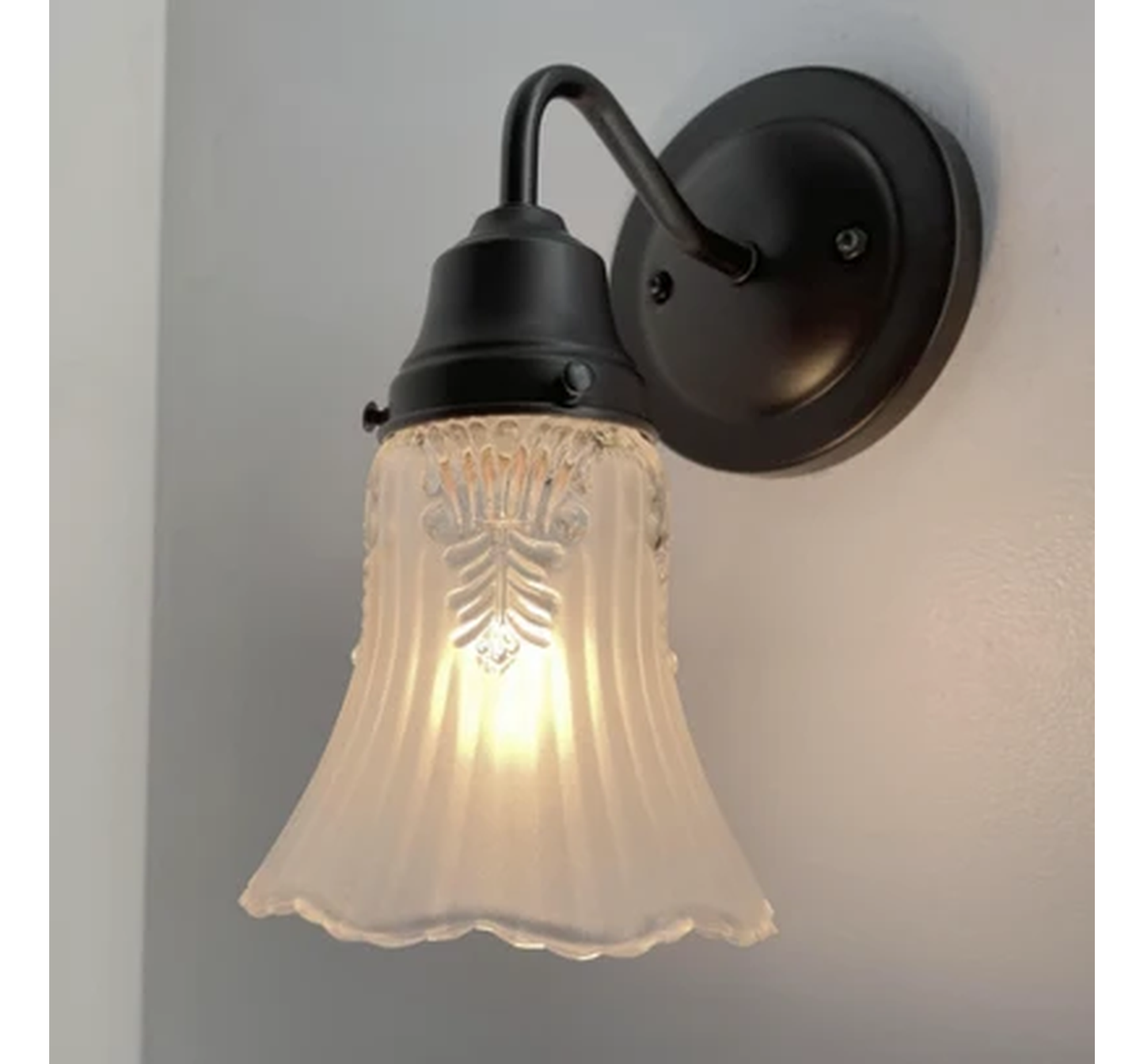 Vanity Sconce Wall Light 1950s Fixture Frost & Clear Antique Vintage Glass