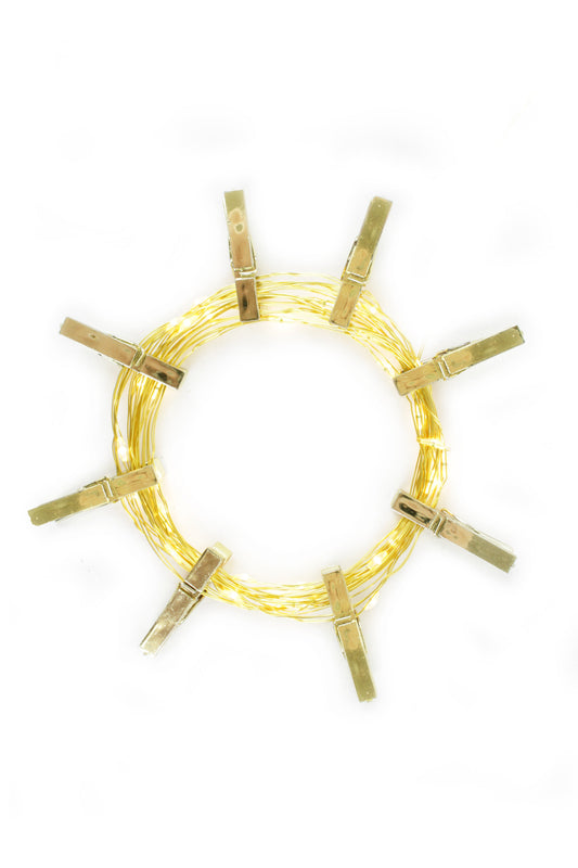 36 LED Gold Photo Clip String Light- Battery Operated
