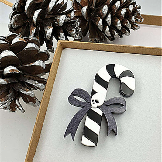 Gothic Candy Cane Brooch by Cherryloco