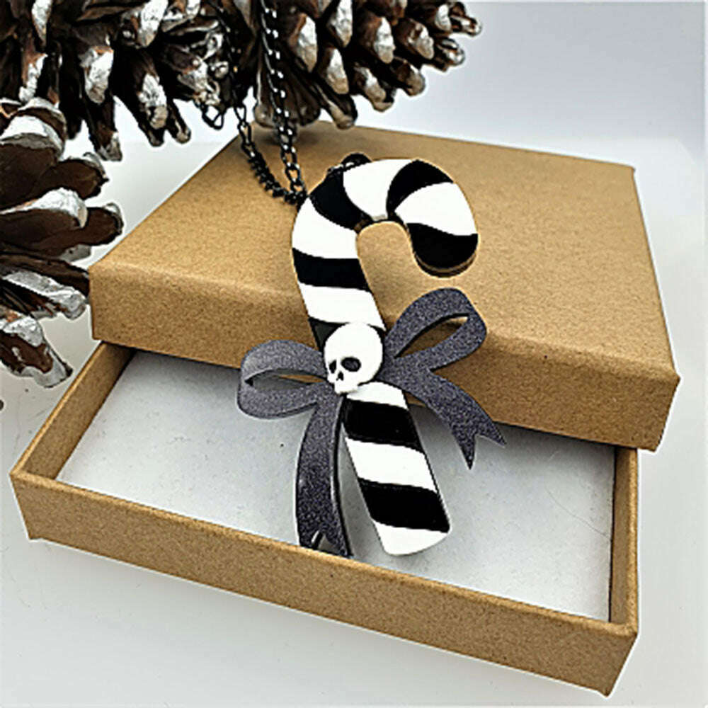 Gothic Candy Cane Brooch by Cherryloco