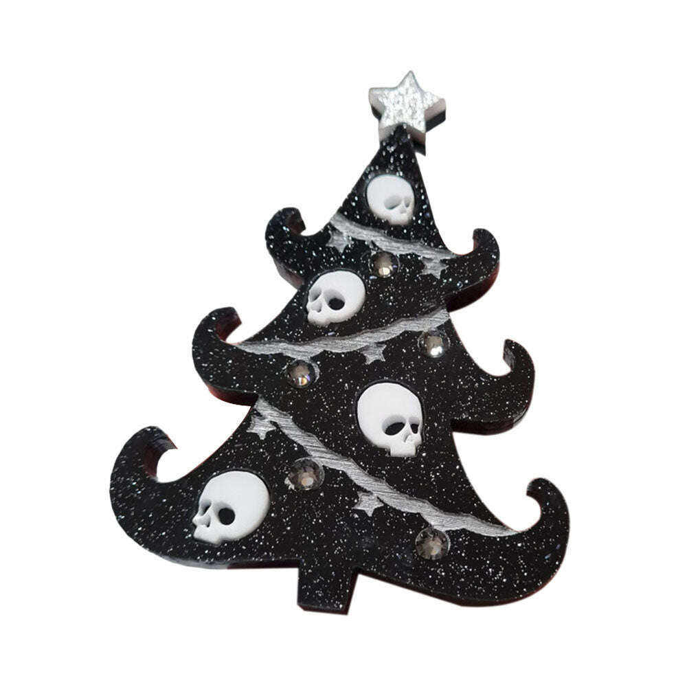 Gothic Christmas Tree Brooch by Cherryloco