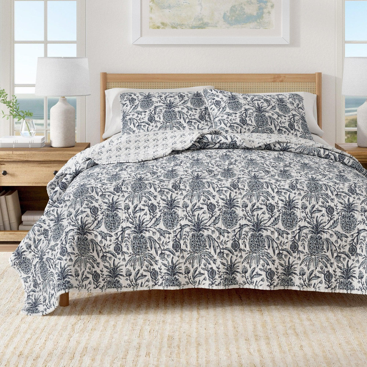 Coastal Printed Cotton Quilt Set - Bernice Collection