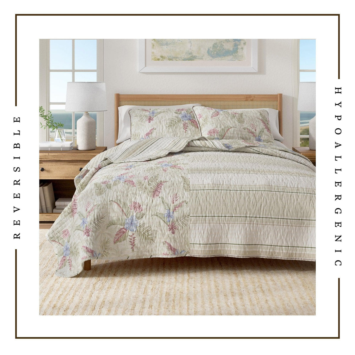 Floral Printed Cotton Quilt Set - Mendocino Collection