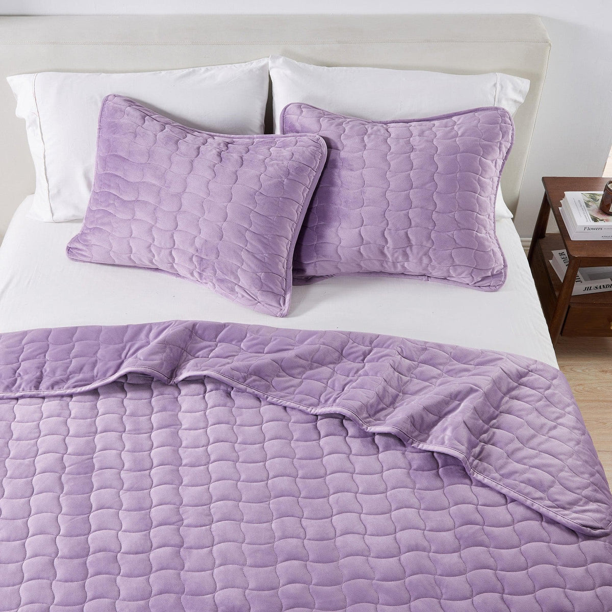 Velvet Box-Stitched Quilt Set - Vivica Collection