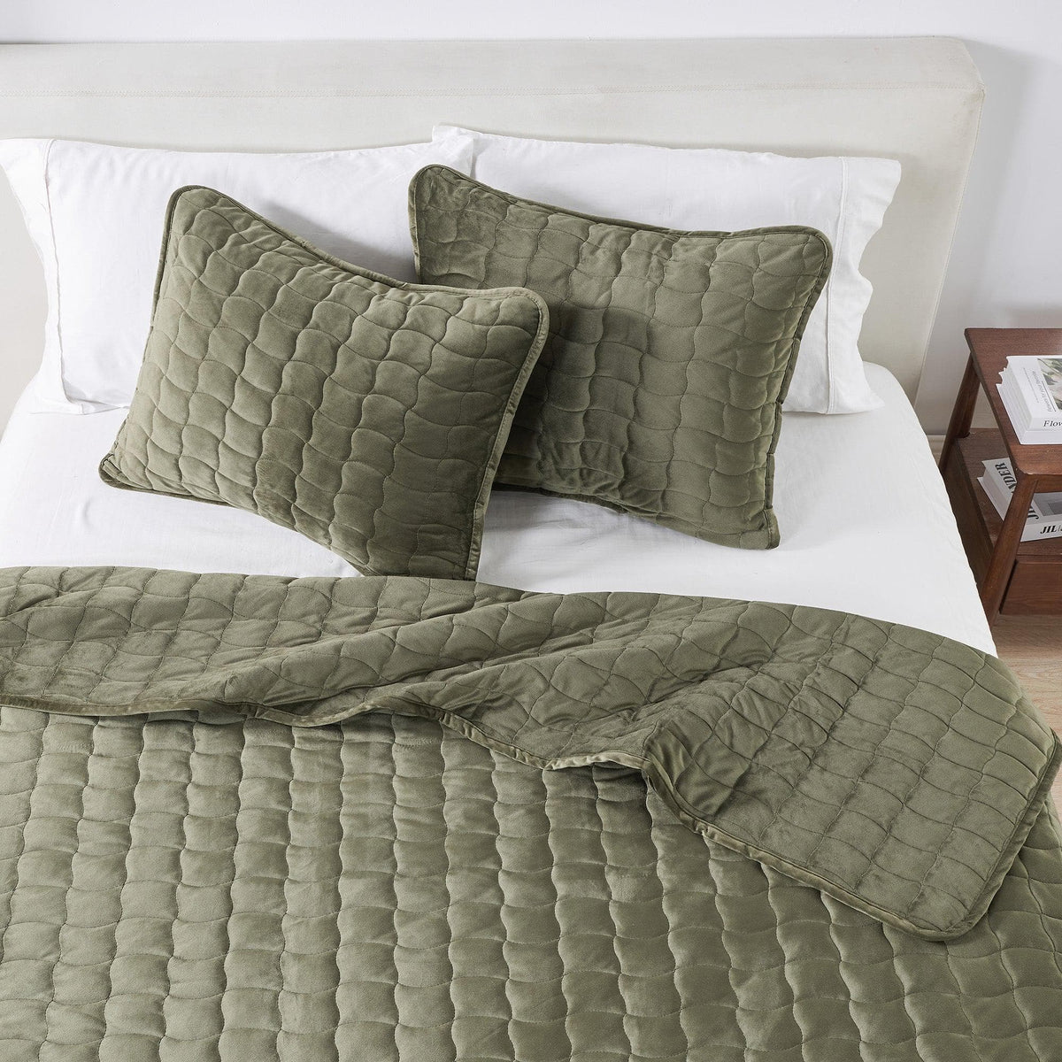 Velvet Box-Stitched Quilt Set - Vivica Collection