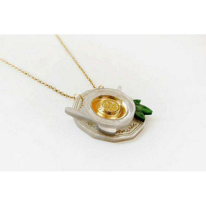 Green Teacup Necklace by Laliblue