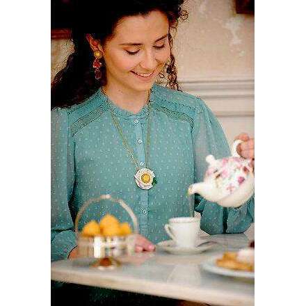Green Teacup Necklace by Laliblue