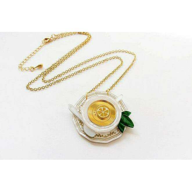 Green Teacup Necklace by Laliblue