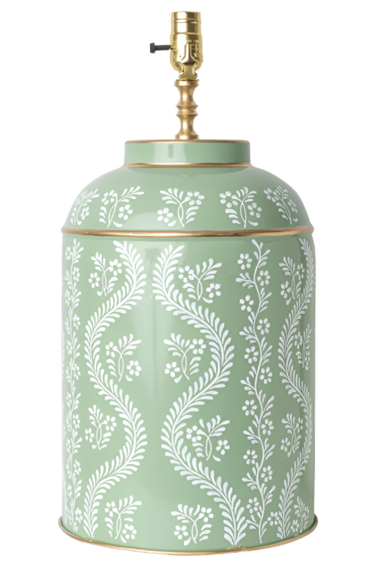 Green Ikat Trellis Tea Caddy Lamp