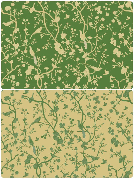 Reversible Green and Gold Chinoiserie Gift Wrap
