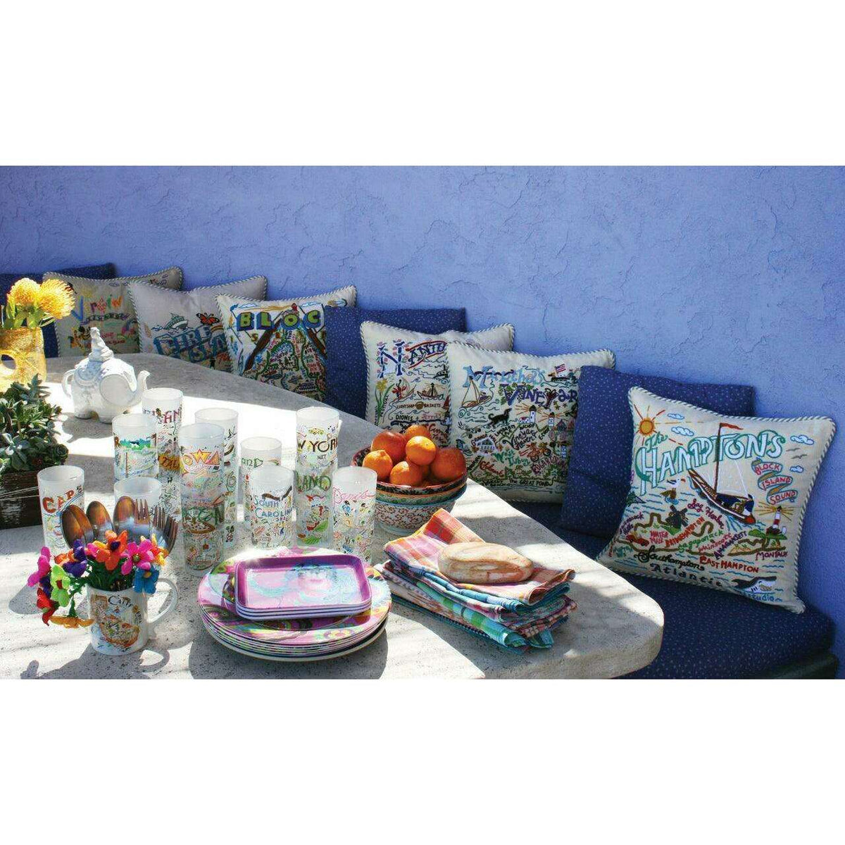 Hamptons Hand-Embroidered Pillow