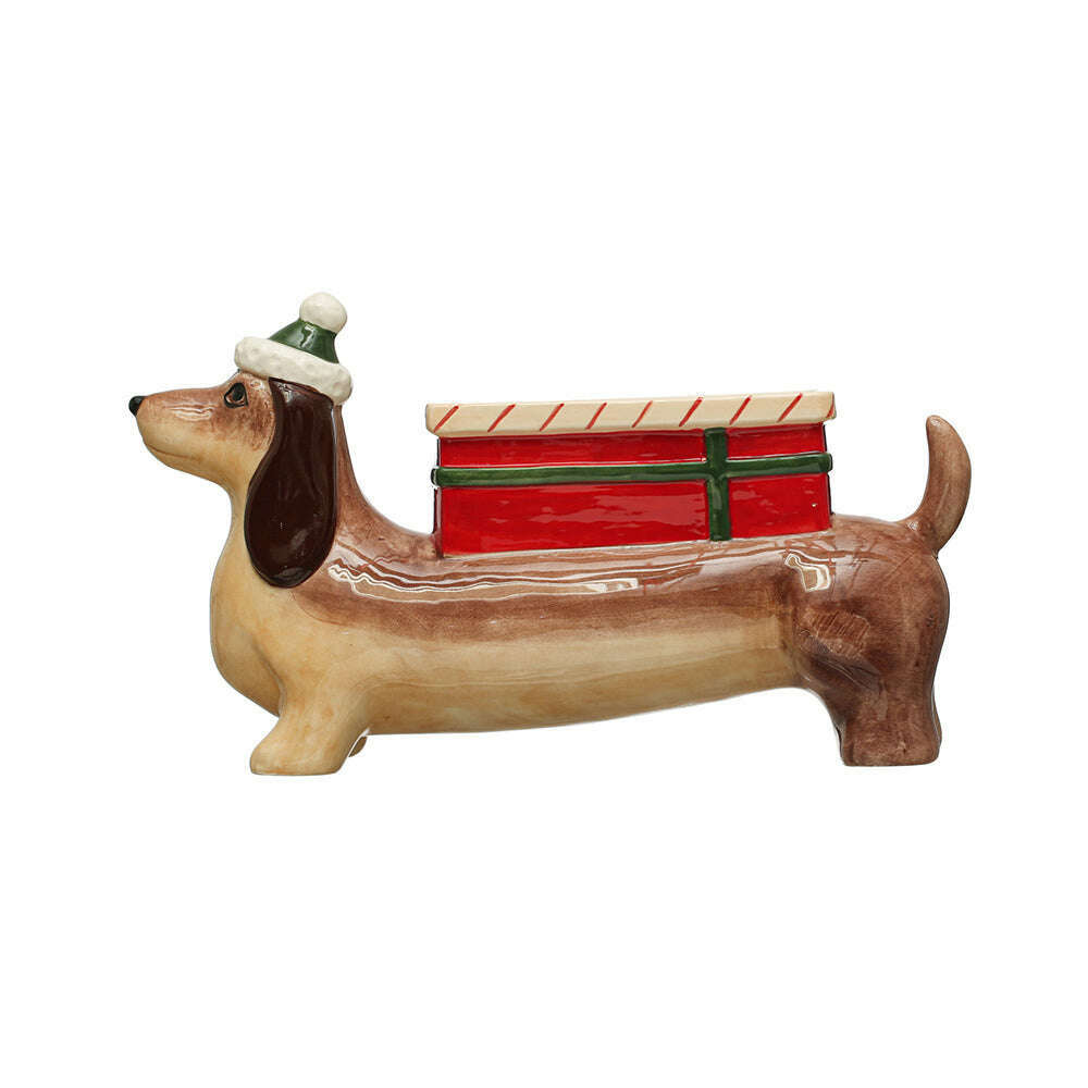 Hand-Painted Ceramic Dachshund Weiner Dog w/ Gift Planter