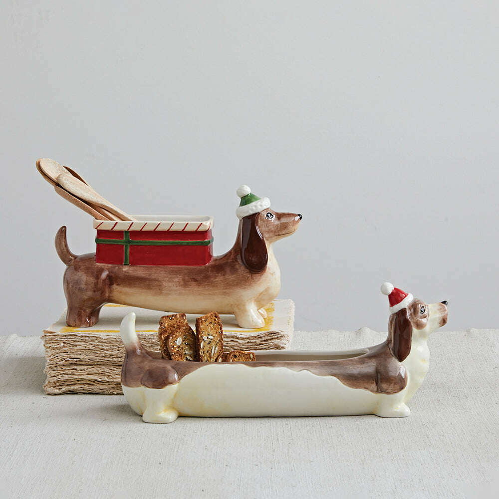 Hand-Painted Ceramic Dachshund Weiner Dog w/ Gift Planter