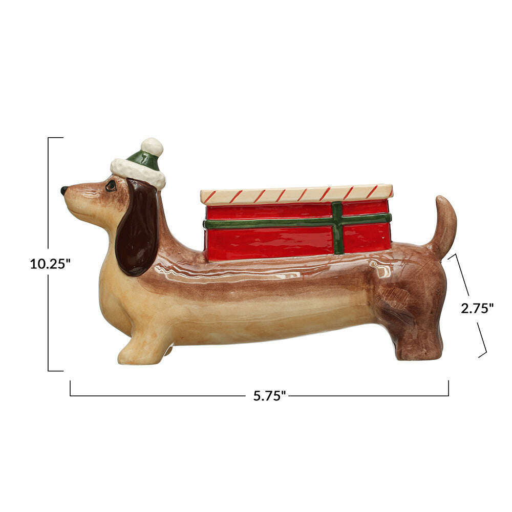 Hand-Painted Ceramic Dachshund Weiner Dog w/ Gift Planter