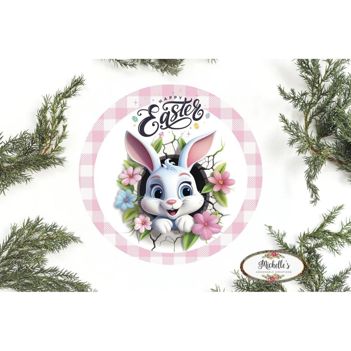 Happy Easter Faux 2D Bunny Sign