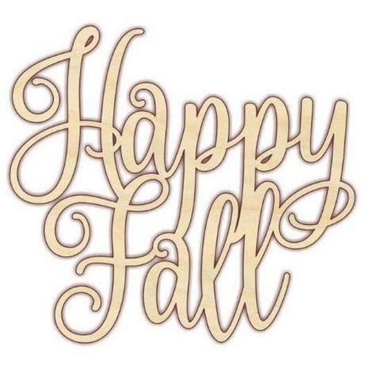 Happy Fall Script Wood Cutout