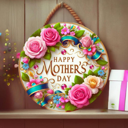 Happy Mother's Day Pink Jewel Round Sign