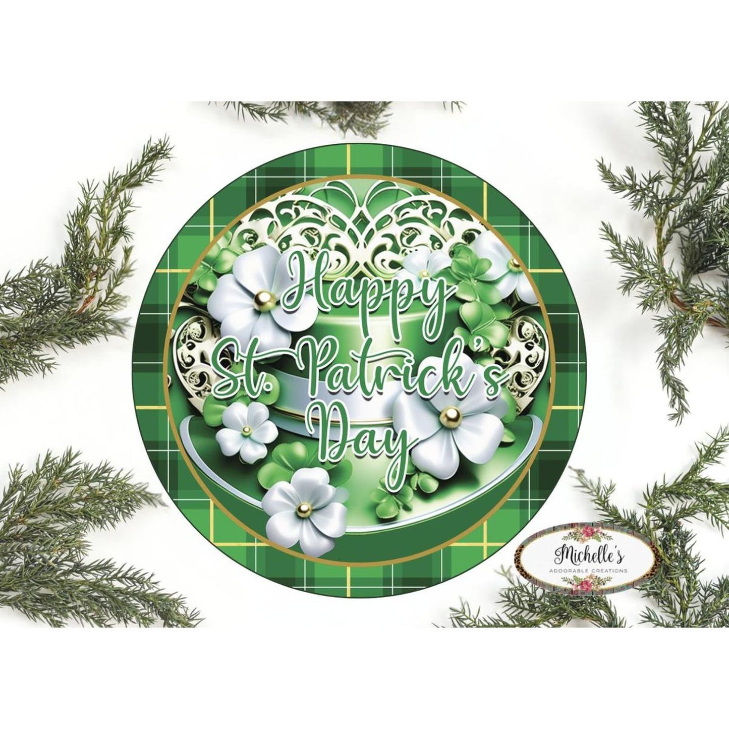 Happy Saint Patrick Day Hat Sign - Wreath Enhancement