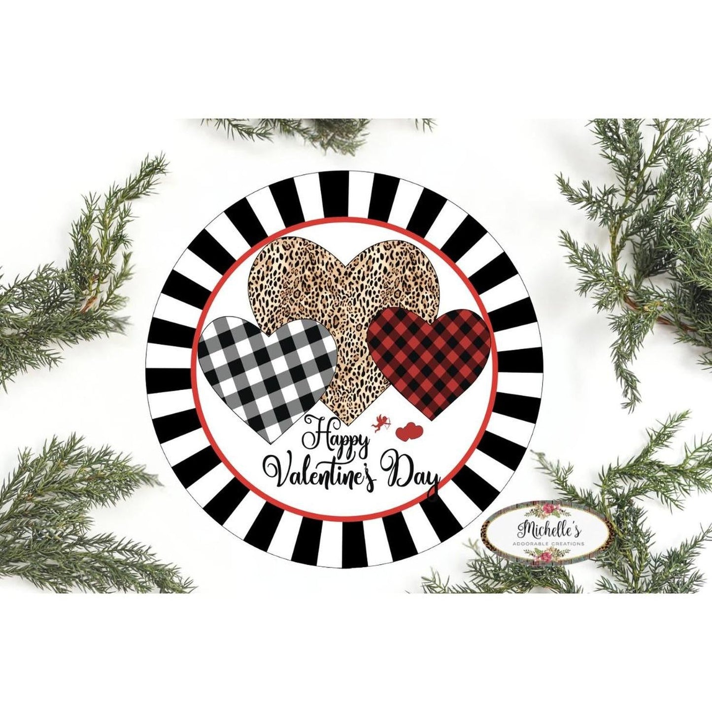 Happy Valentine Multi Pattern Hearts Sign