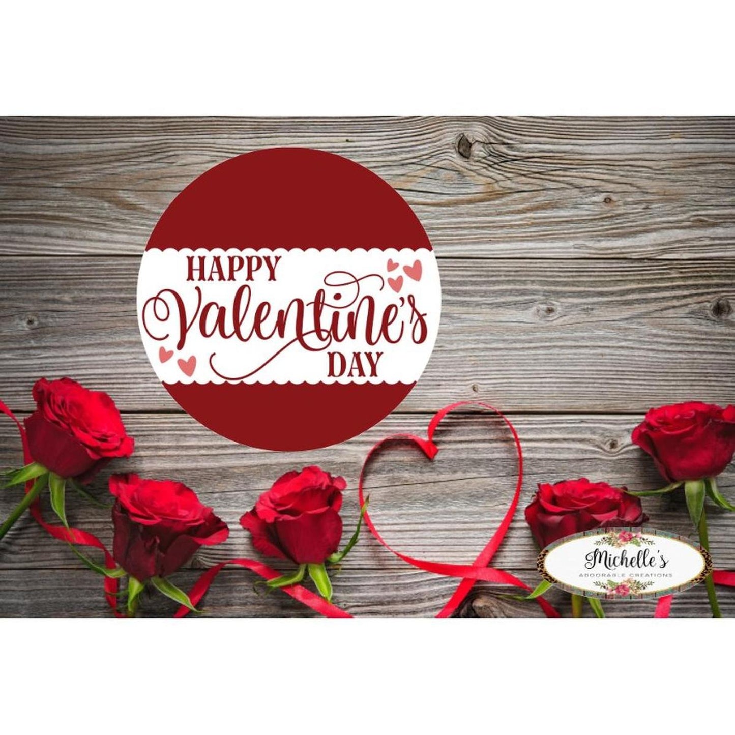 Happy Valentine's Day Round Metal Sign