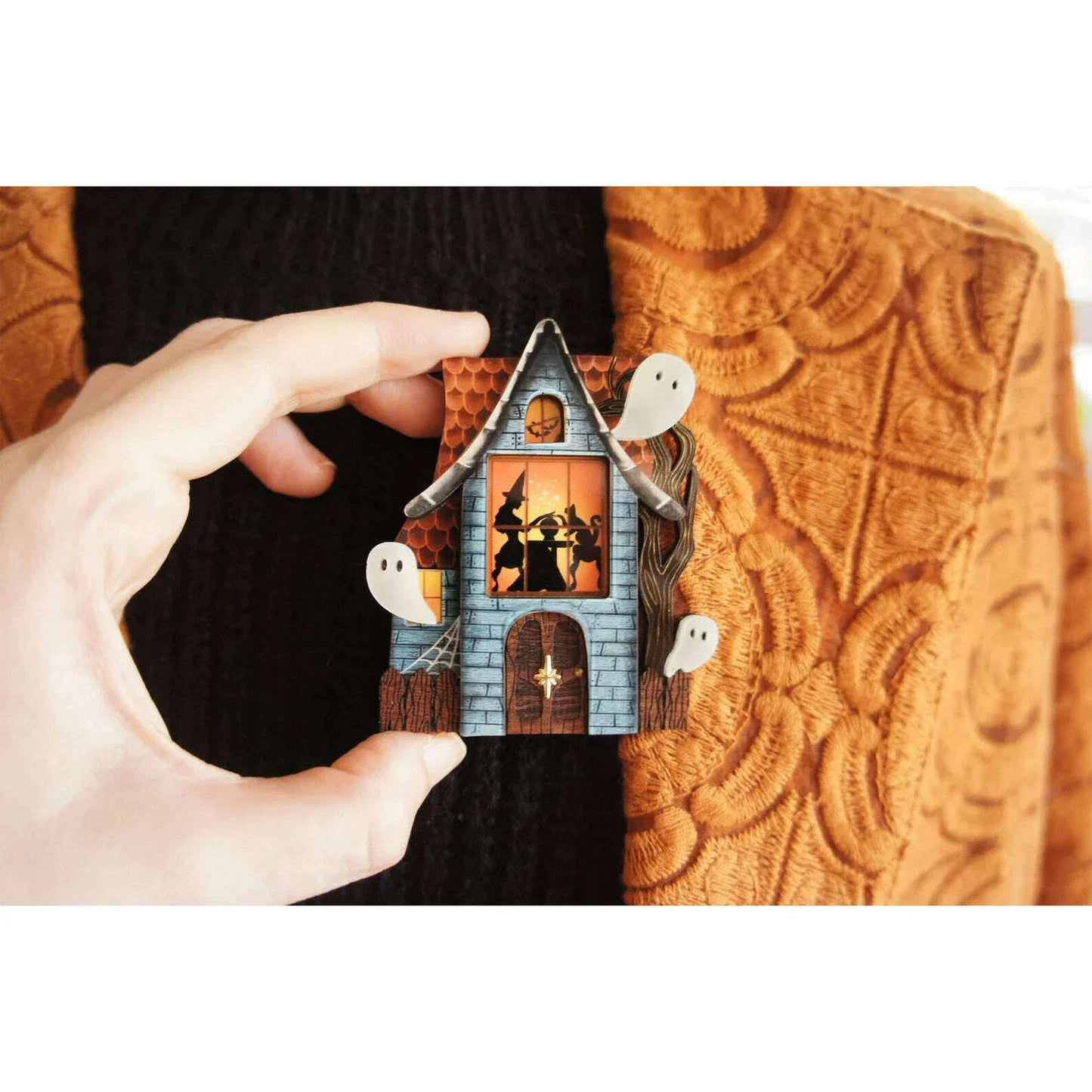 Haunted House Halloween Brooch by Laliblue