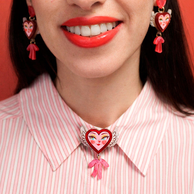 Heart with Wings Button Cover by Laliblue – Retro Statement Jewelry Laliblue