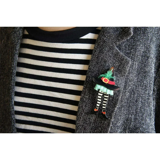 Hidden Witch Halloween Brooch by Laliblue