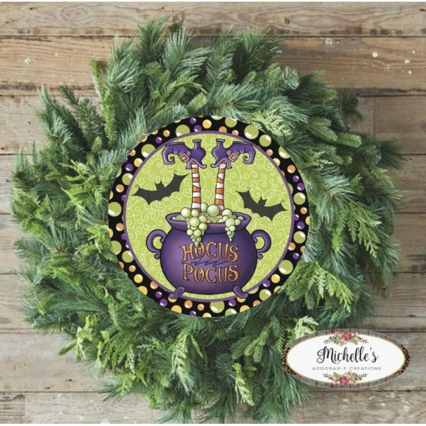 Hocus Pocus Witch Leg Cauldron Sign