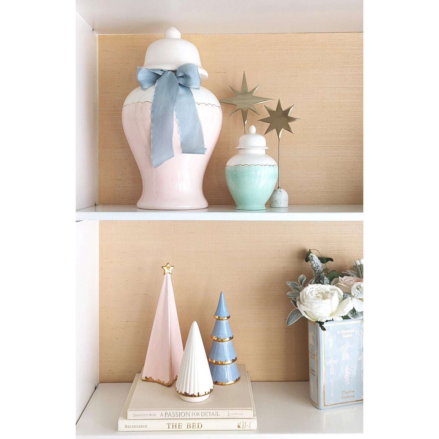 Christmas Classics Book Vase- A Christmas Carol in Hydrangea Light Blue