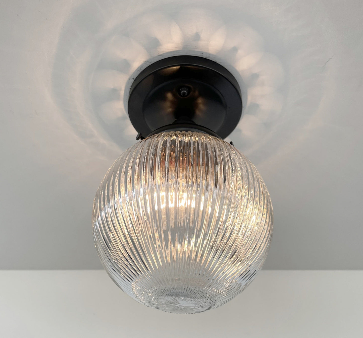 Modern Holophane Glass Exposed Socket Ceiling Light | 6" or 8"