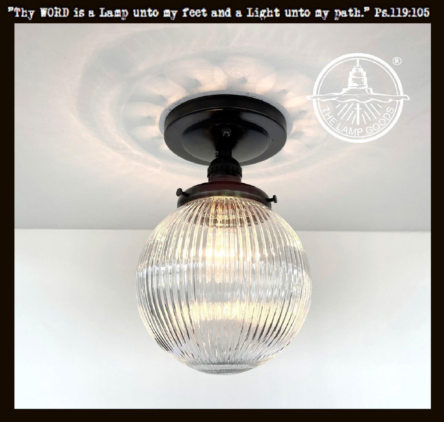 Modern Holophane Glass Exposed Socket Ceiling Light | 6" or 8"