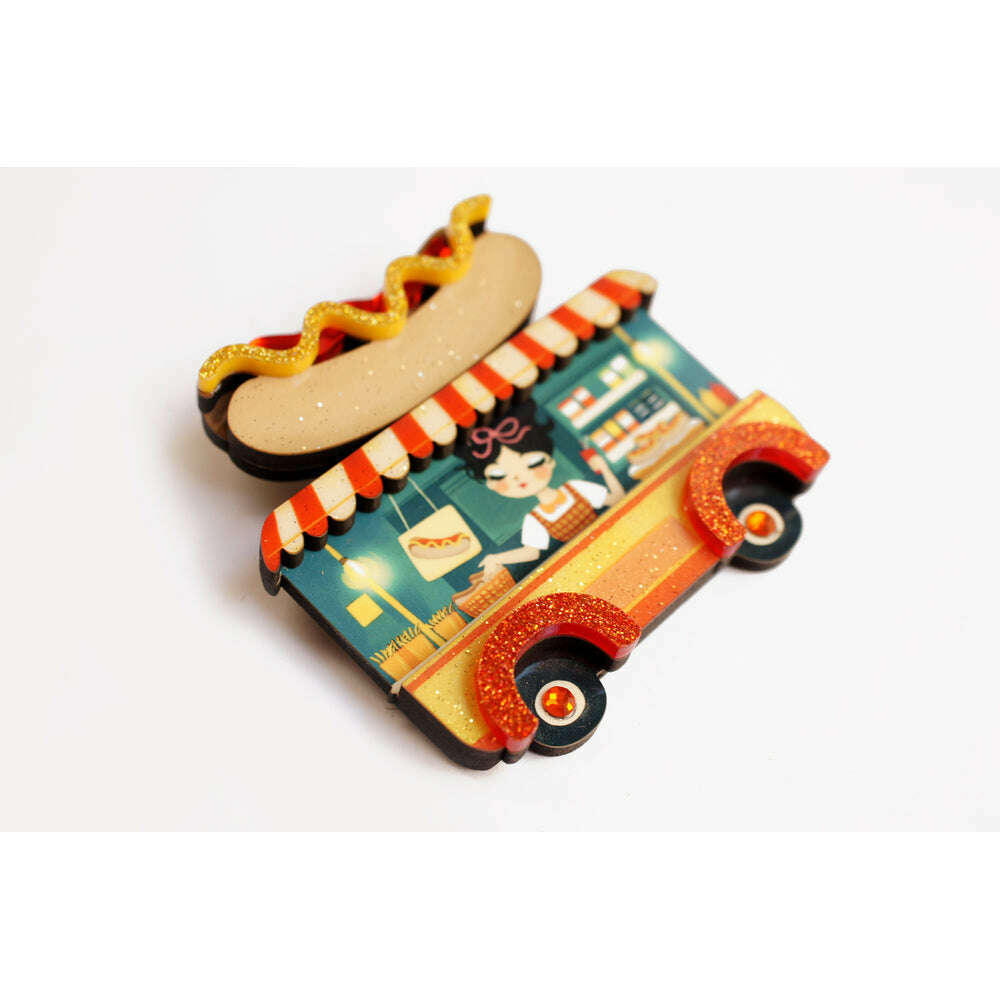 Hot Dog Truck Brooch by Laliblue