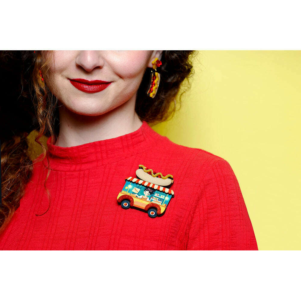 Hot Dog Truck Brooch by Laliblue