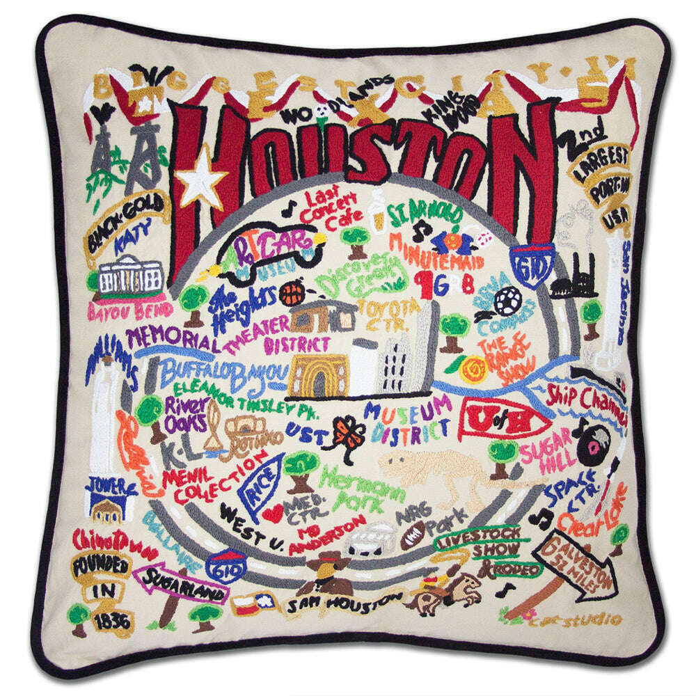 Houston Hand-Embroidered Pillow
