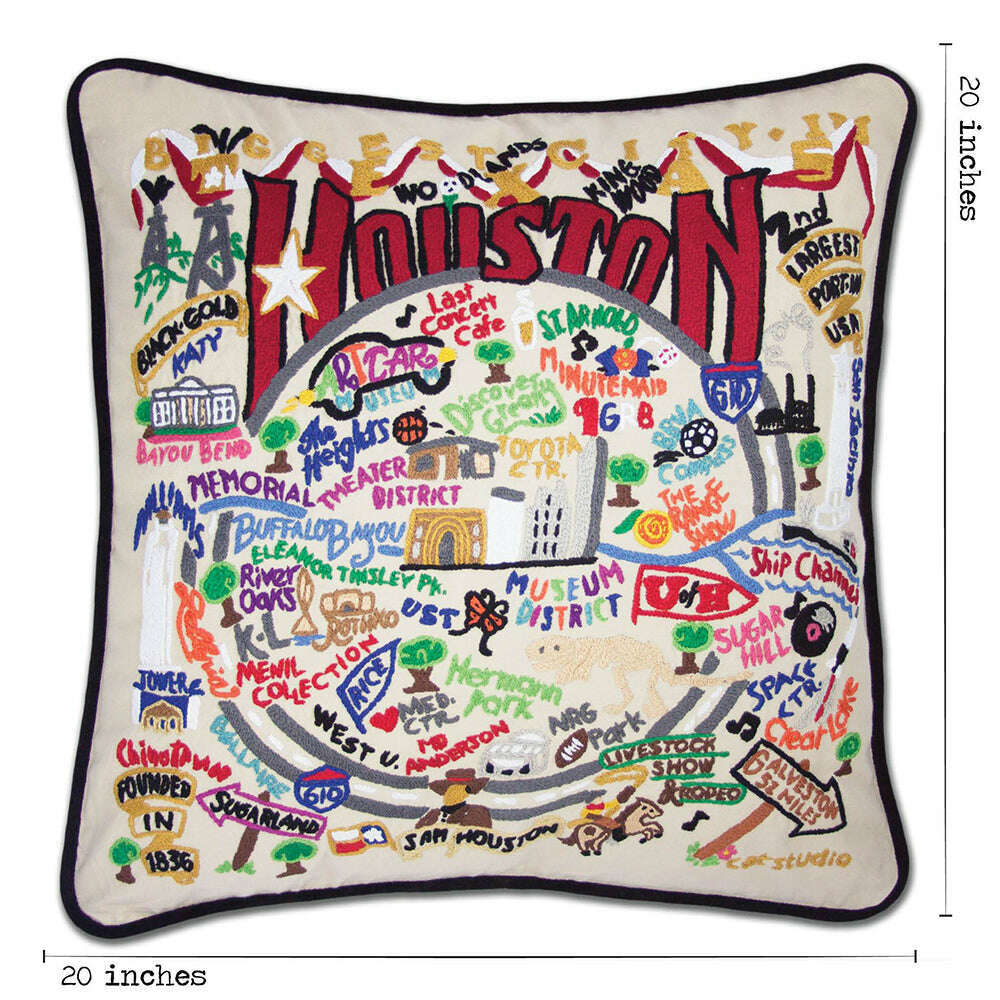 Houston Hand-Embroidered Pillow