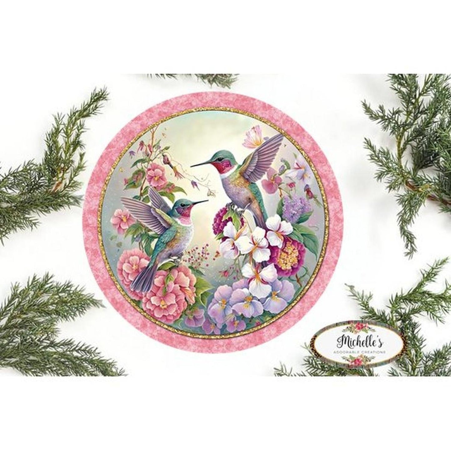 Hummingbird Elegant Round Sign