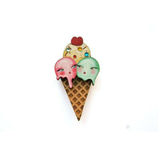 Ice Cream Cone Brooch by Laliblue