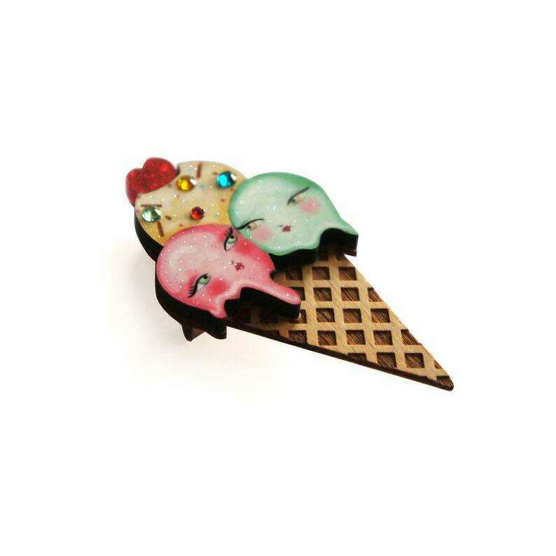 Ice Cream Cone Brooch by Laliblue