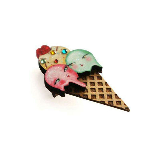 Ice Cream Cone Brooch by Laliblue
