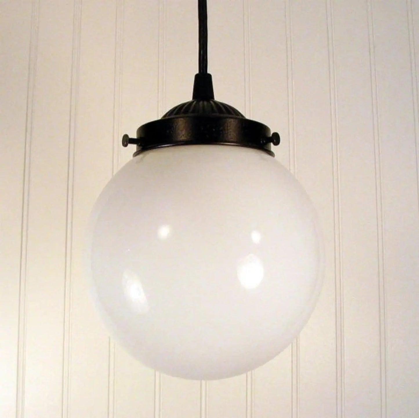 Milk Glass Globe Pendant Light | 6" or 8"