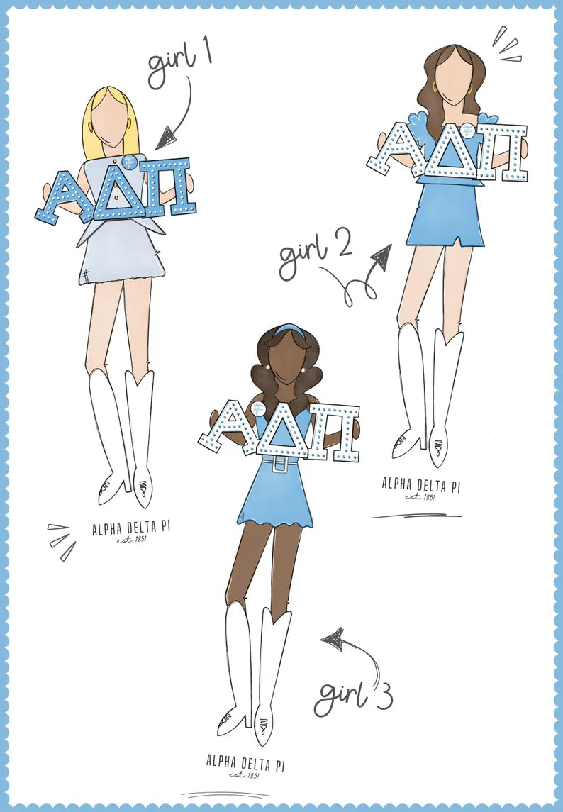 a group of girls holding letters