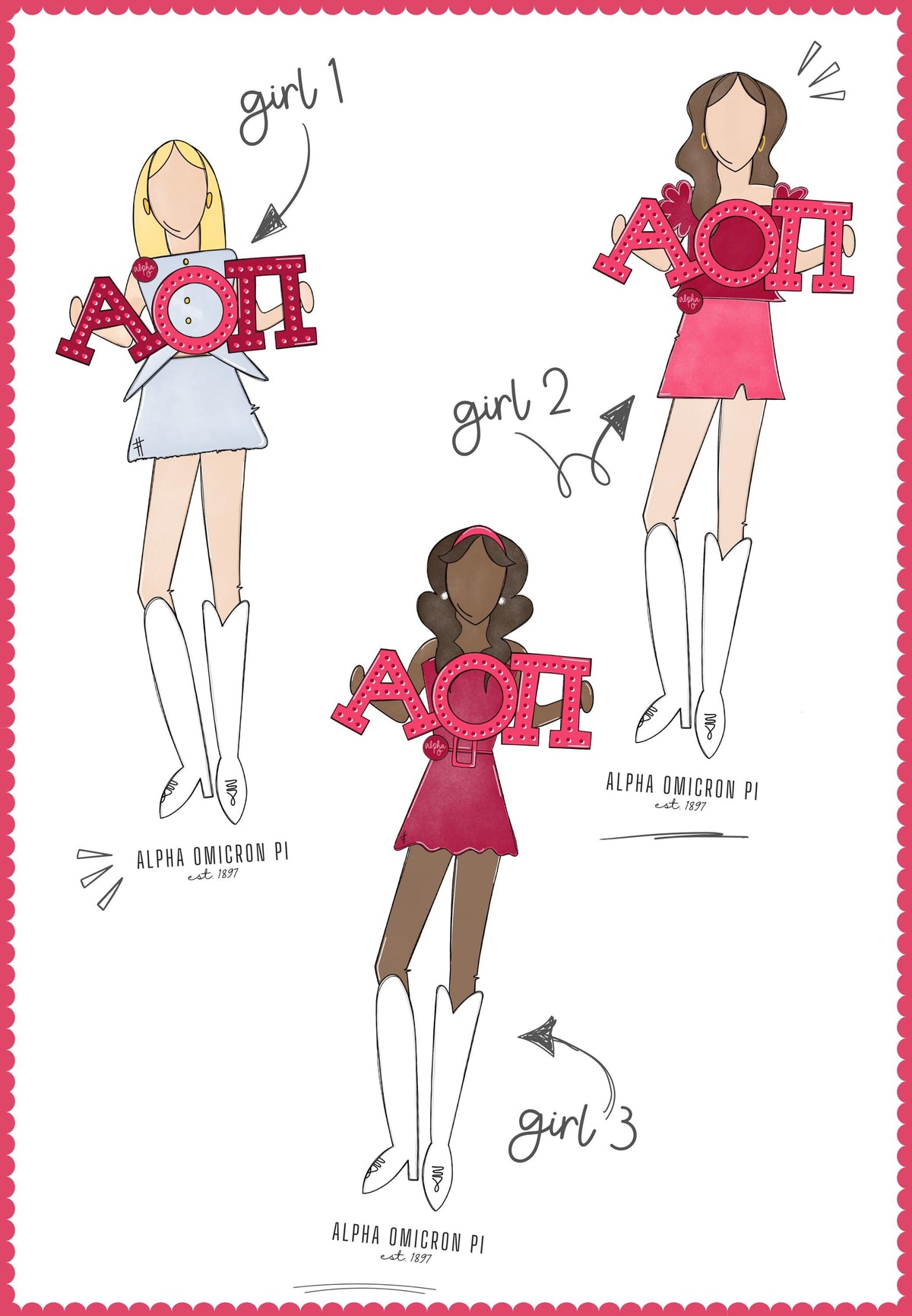 a group of girls holding letters
